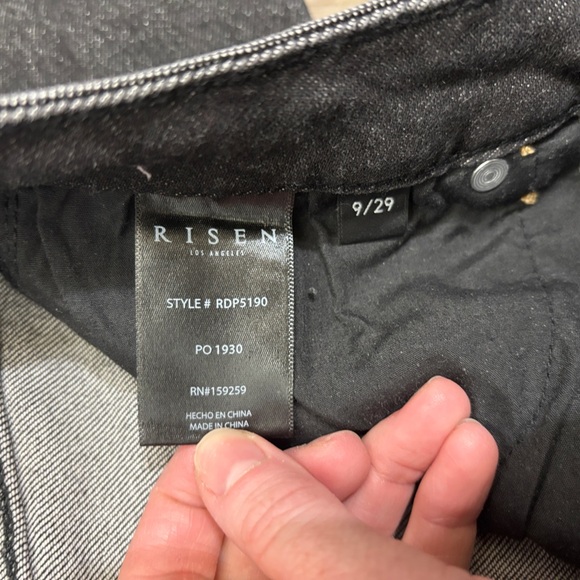 Black Flare Wide Leg Jeans with Raw Hem - Picture 4 of 4